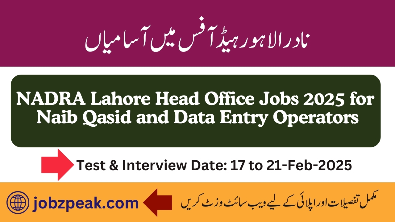 NADRA Lahore Jobs 2025