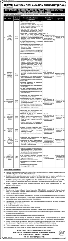 Pakistan Civil Aviation Authority PCAA Jobs 2025