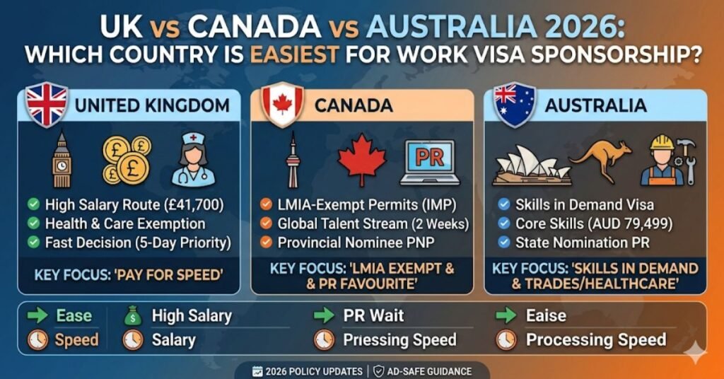 UK vs Canada vs Australia 2026: Which Country is Easiest for Work Visa Sponsorship?